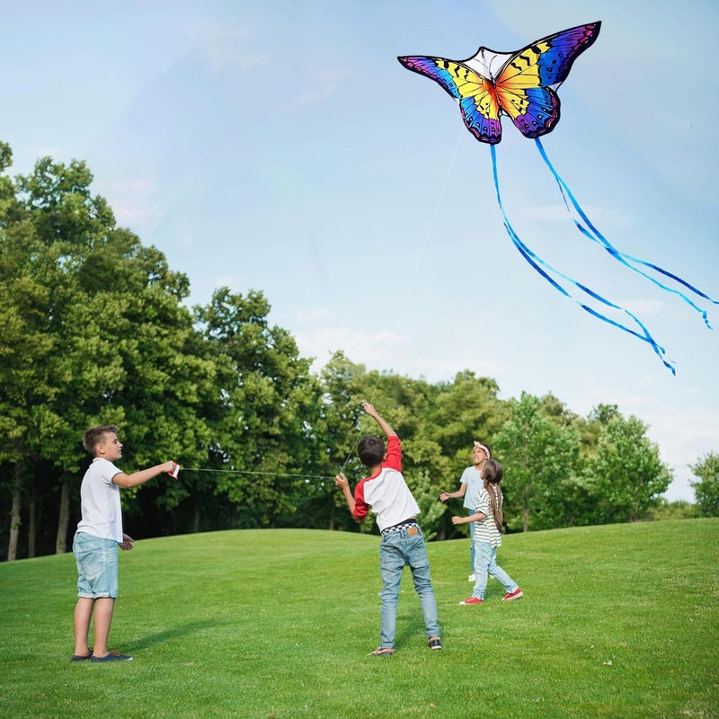 Honbo Butterfly Kites for Kids & Adults,55" x 28" Large Beginner Kite for Kids Ages 4-8,Easy to Fly for Beginners, Each Kite with 300ft Line Handle,Beach Kites for Outdoor Activities & Family Trip - Image 4